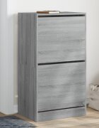 vidaXL Шкаф за обувки с 2 флип чекмеджета сив сонома 60x42x108 см