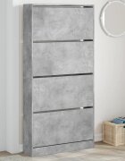 vidaXL Шкаф за обувки с 4 флип чекмеджета бетонно сив 80x21x1635 см