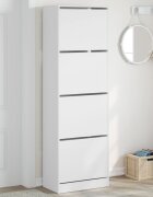 vidaXL Шкаф за обувки с 4 флип чекмеджета бял 60x34x1875 см