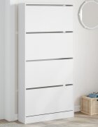 vidaXL Шкаф за обувки с 4 флип чекмеджета бял 80x21x1635 см