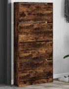 vidaXL Шкаф за обувки с 4 флип чекмеджета опушен дъб 80x21x1635 см