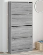 vidaXL Шкаф за обувки с 4 флип чекмеджета сив сонома 80x21x1635 см