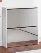 vidaXL Шкаф за обувки с двойно огледало бял 63x17x67 cм