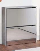 vidaXL Шкаф за обувки с огледало 2 нива сив сонома 63x17x67 см