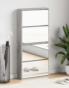 vidaXL Шкаф за обувки с огледало 4 нива сив сонома 63x17x134 см