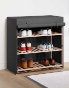 vidaXL Шкаф за обувки с покривало сив 79x40x80 см плат