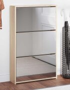 vidaXL Шкаф за обувки с тройно огледало дъб 63x17x1025 cм