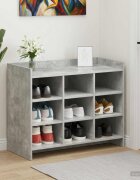 vidaXL Шкаф за обувки със съхранение Бетонно сиво 85 x 395 x 70 см