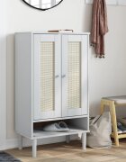 vidaXL Шкаф за обувки "SENJA" бял 595x35x107 см масивно дърво