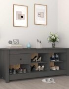 vidaXL Шкаф за обувки сив 110x38x455 см бор масив