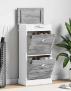 vidaXL Шкаф за обувки сив 50x28x98 см дърво от пауловния