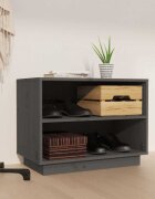 vidaXL Шкаф за обувки сив 60x34x45 см бор масив