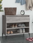 vidaXL Шкаф за обувки сив сонома 70x36x60 см инженерно дърво