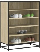 vidaXL Шкаф за обувки Сонома дъб 75x38x975cm Обработено дърво и метал