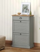 vidaXL Шкаф за обувки VIGO 60x35x96 см сив бор масив