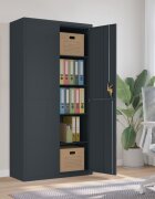 vidaXL Шкаф за папки антрацит 90x40x180 см стомана