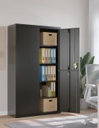 vidaXL Шкаф за папки черен 105x40x180 см стомана