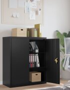 vidaXL Шкаф за папки черен 90x40x105 см стомана