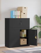 vidaXL Шкаф за папки черен 90x40x110 см стомана