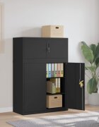 vidaXL Шкаф за папки черен 90x40x130 см стомана