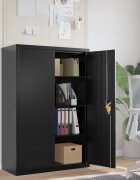 vidaXL Шкаф за папки черен 90x40x140 см стомана