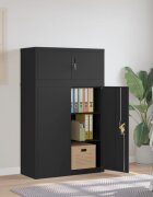 vidaXL Шкаф за папки черен 90x40x145 см стомана