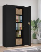 vidaXL Шкаф за папки черен 90x40x180 см стомана