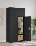 vidaXL Шкаф за папки черен 90x40x180 см стомана