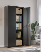 vidaXL Шкаф за папки черен 90x40x200 см стомана
