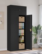 vidaXL Шкаф за папки черен 90x40x220 см стомана