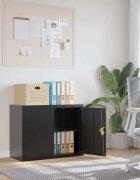 vidaXL Шкаф за папки черен 90x40x70 см стомана