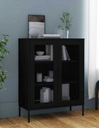 vidaXL Шкаф за съхранение черен 80х35х1015 см стомана