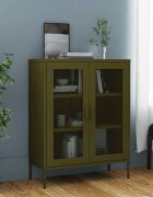 vidaXL Шкаф за съхранение маслиненозелен 80х35х1015 см стомана