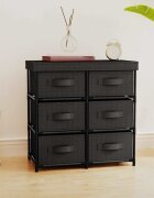 vidaXL Шкаф за съхранение с 6 чекмеджета 55x29x55 см черна стомана