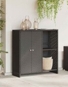 vidaXL Шкаф за съхранение с рафт с врата Черно 100 x 36 x 102 см Ратан