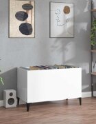 vidaXL Шкаф за винилови плочи бял гланц 745x38x48 см инженерно дърво