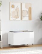 vidaXL Шкаф за винилови плочи бял гланц 745x38x48 см инженерно дърво