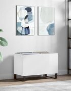 vidaXL Шкаф за винилови плочи бял гланц 745x38x48 см инженерно дърво