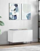 vidaXL Шкаф за винилови плочи бял гланц 745x38x48 см инженерно дърво
