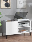 vidaXL Шкаф за винилови плочи бял гланц 845x38x48 см инженерно дърво