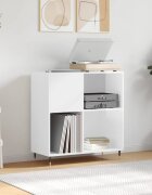 vidaXL Шкаф за винилови плочи бял гланц 845x38x89 см инженерно дърво