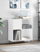vidaXL Шкаф за винилови плочи бял гланц 845x38x89 см инженерно дърво