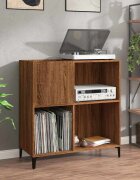 vidaXL Шкаф за винилови плочи кафяв дъб 845x38x89 см инженерно дърво