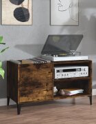 vidaXL Шкаф за винилови плочи опушен дъб 845x38x48 см инженерно дърво