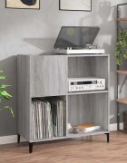 vidaXL Шкаф за винилови плочи сив сонома 845x38x89 см инженерно дърво
