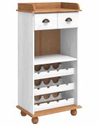 vidaXL Шкаф за вино ASKIM Бяло с меден връх 57 x 37 x 114 см