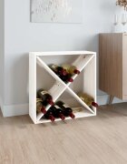 vidaXL Шкаф за вино бял 62x25x62 см борово дърво масив