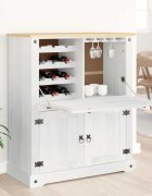 vidaXL Шкаф за вино Бяло 97 x 45 x 114 см Солидно борово дърво