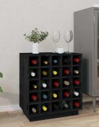 vidaXL Шкаф за вино черен 555x34x61 см борово дърво масив