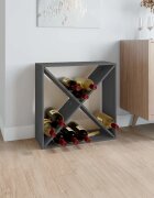 vidaXL Шкаф за вино сив 62x25x62 см борово дърво масив